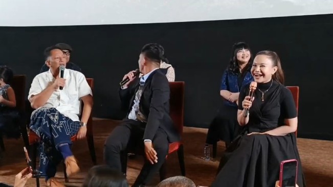 Penyanyi Rossa di press conference film Panggil Aku Ayah, Rabu (30/7/29025). [FTNews]